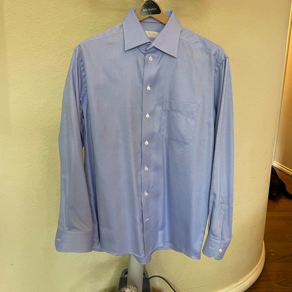 Eton Men's Dress Shirt Long Sleeve Blue  Sz 16 1/2